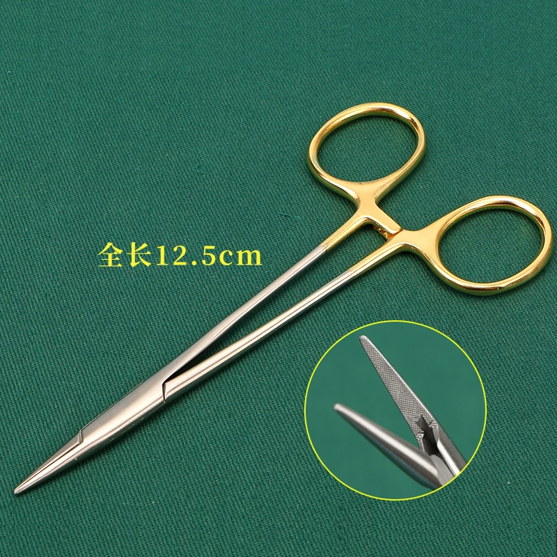 Gold Handle Needle HoldersBuried Eyelid Medical Needle ClampBeauty Plastic Suture Clamp