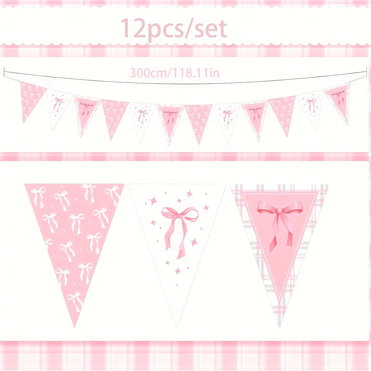 118 Zoll rosa Schleife Wimpelbanner, für Hochzeit, Geburtstag, Braut, Babyparty, Jahrestag, Junggesellenabschied, Dekorationszubehör – Detail 1