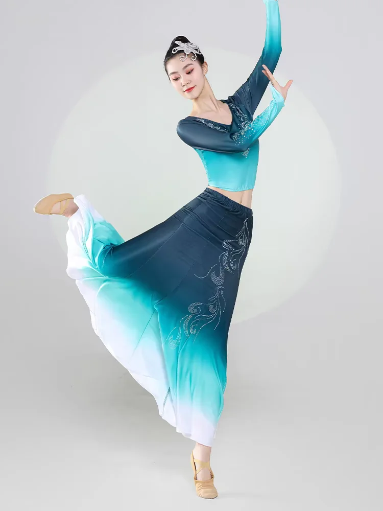 Chińska tradycyjna sukienka do tańca Dai dziewczyny kobiety Dai narodowy kostium taneczny dla fanów długa syrenka kostium pawia pawia sukienka do tańca