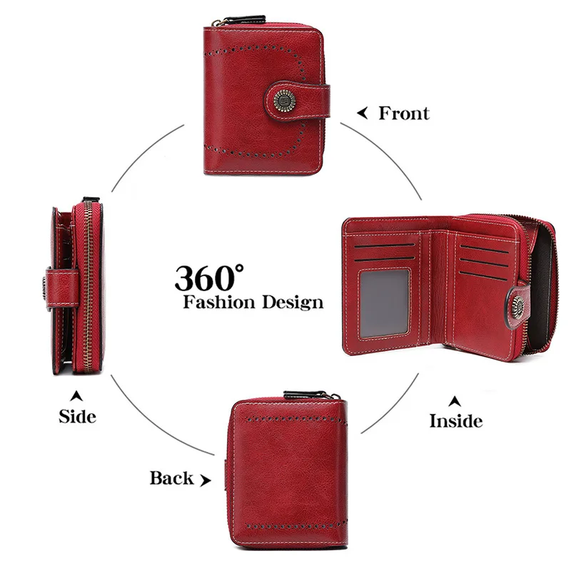 WERLLANDS PU Leather Cutout Embossed Vintage Snap Multi-Card Wallet