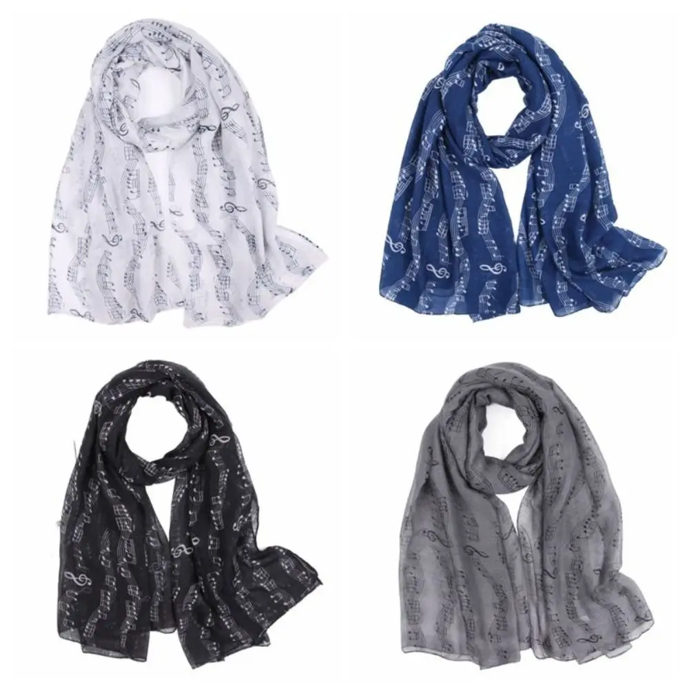 Colorful Musical Note Print Scarf Cotton Voile Smooth Musical Note Floral Shawl 180*80cm Casual Musical Note Floral Wrap Women image 2