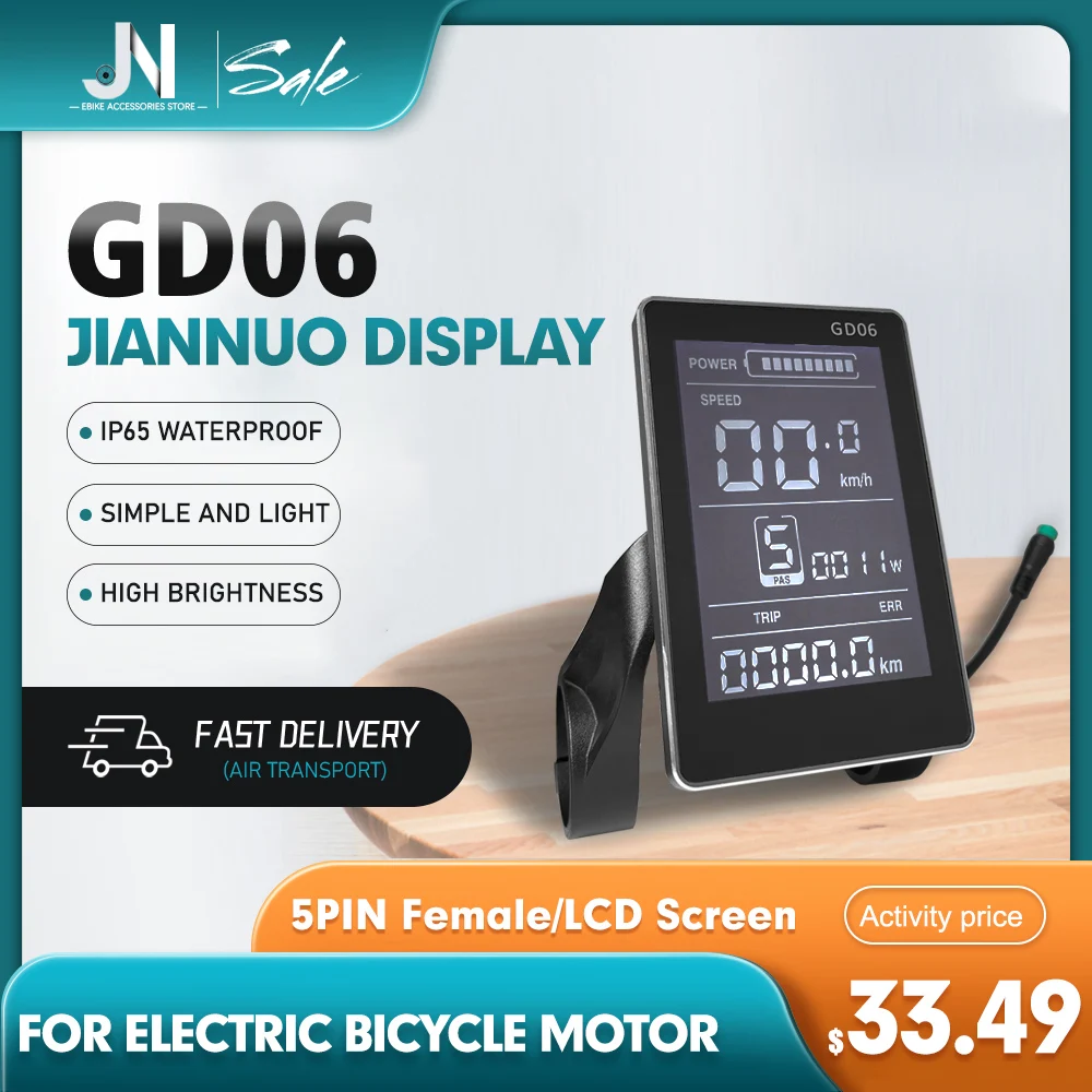 Electric Bike LCD GD06 Display Waterproof /SM Connector Communication Protocol No. 2 Use For Electric Bicycle Control Pane