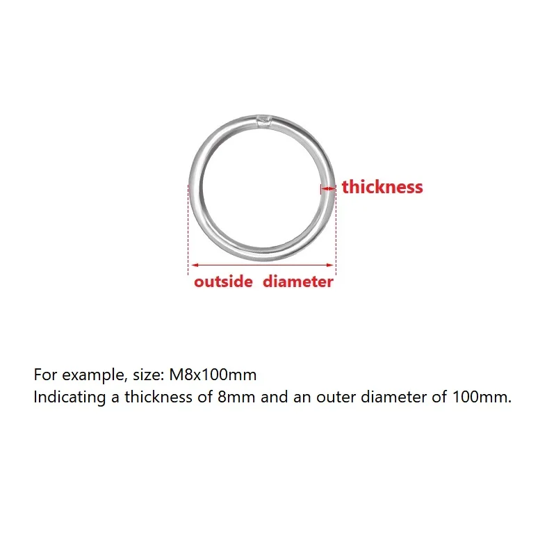 304 Cincin Lingkaran Baja Tahan Karat Cincin O Dilas Padat Cincin Besi Cincin Tarik Hewan Peliharaan Jaring Ikan Tarik Cincin Bulat Gantungan M8 M10 M12