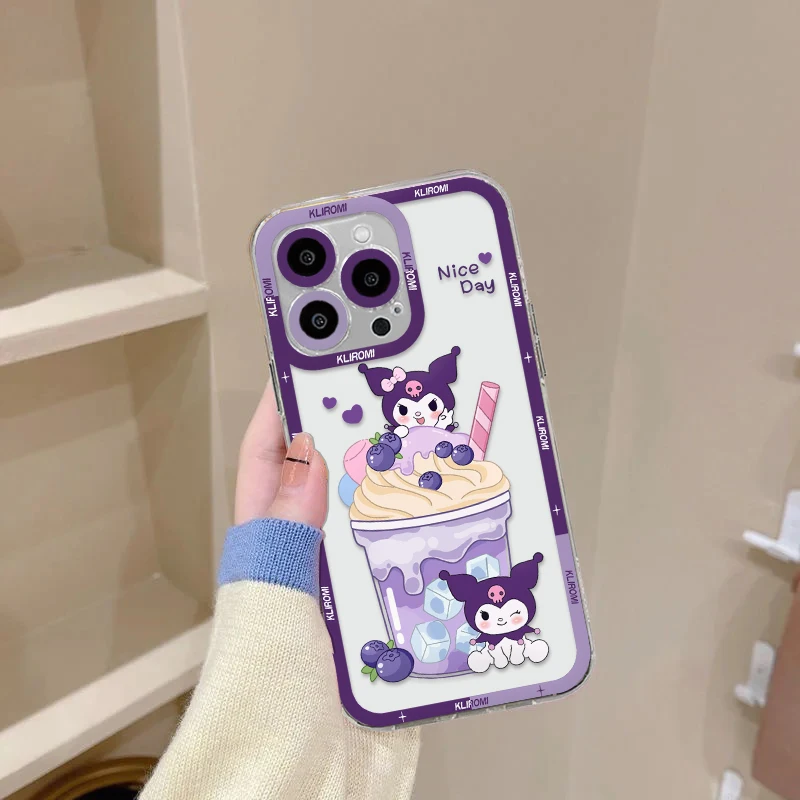 Cute Kuromi Cinnamoroll Phone Case For Xiaomi Redmi Note 13 12 12C 11 10 10C 10s 9 9s 9A 9T 9C 8 7 Pro Max 4G 5G Clear Cover