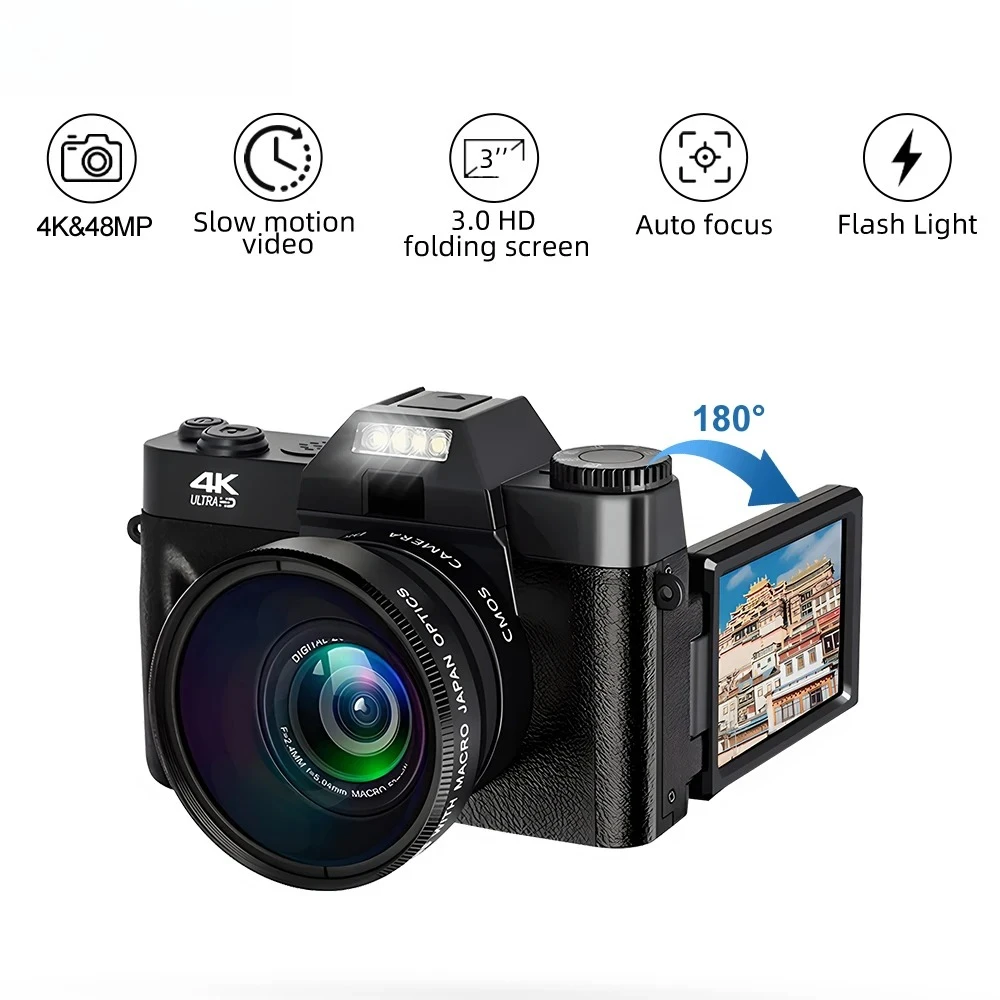 Vintage Digital Camera 16X Digital Zoom 4K WIFI Retro Vlog Recorder YouTube 3.0 "Flip Screen Compact Digital  Photography Camera