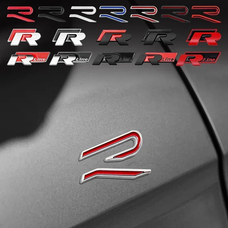 

R Logo Badge 3D Metal Car Metal Body Tail Trunk Sticker For Volkswagen VW Touran Beetle Golf Passat Jetta Polo Bora CC Lavida