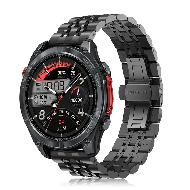 22mm Steel Watch Strap  for Zeblaze Stratos 4 3 2 GPS Band for Zeblaze Btalk 3 GTS 3 GTR 3 Pro/Vibe 7 7Pro 7 Lite Ares 3 Pro