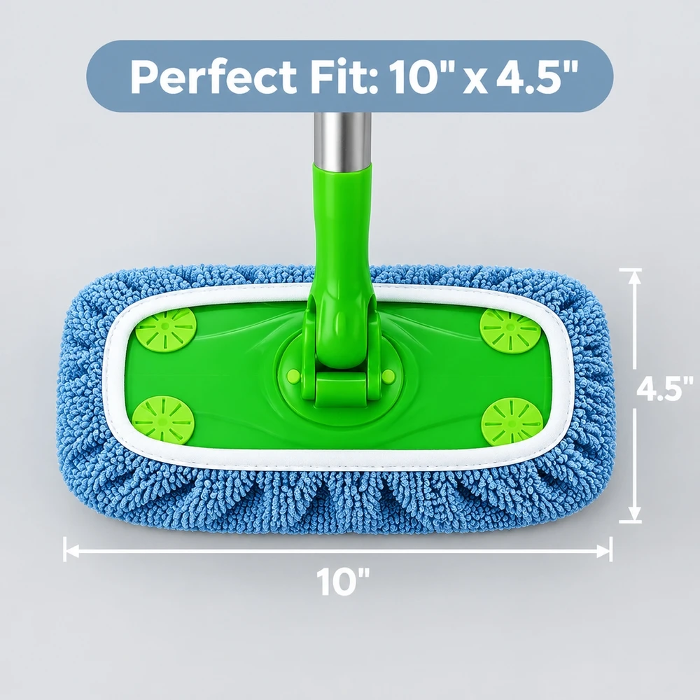 5 Pack Soft Microfiber Mop Pads Reusable Wet Dry Replacement Fits 10x4.5 Inch Head for All Floor Types