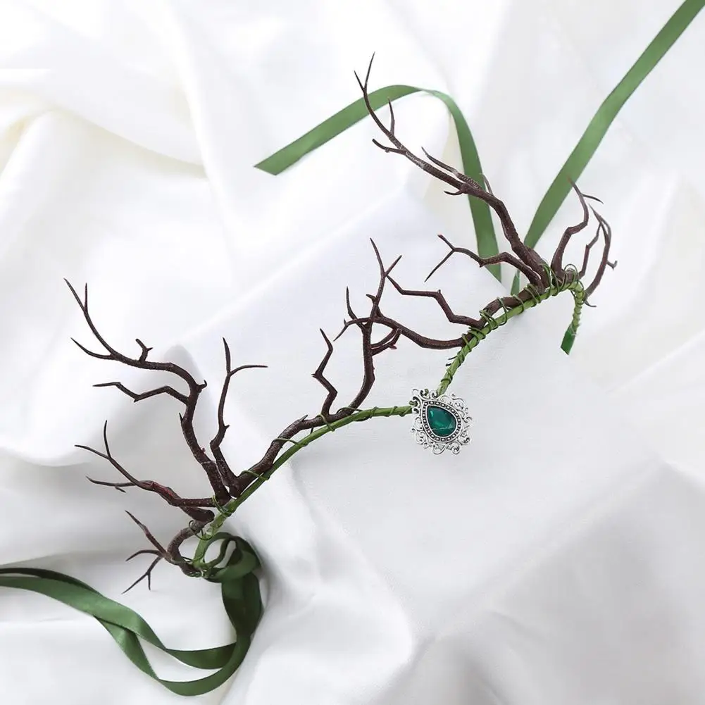 Fairy Flower Crown Elf Branch Crown Woodland Floral Crown Headband for Women Girls Cosplay Halloween Wedding Photo Props Fairy