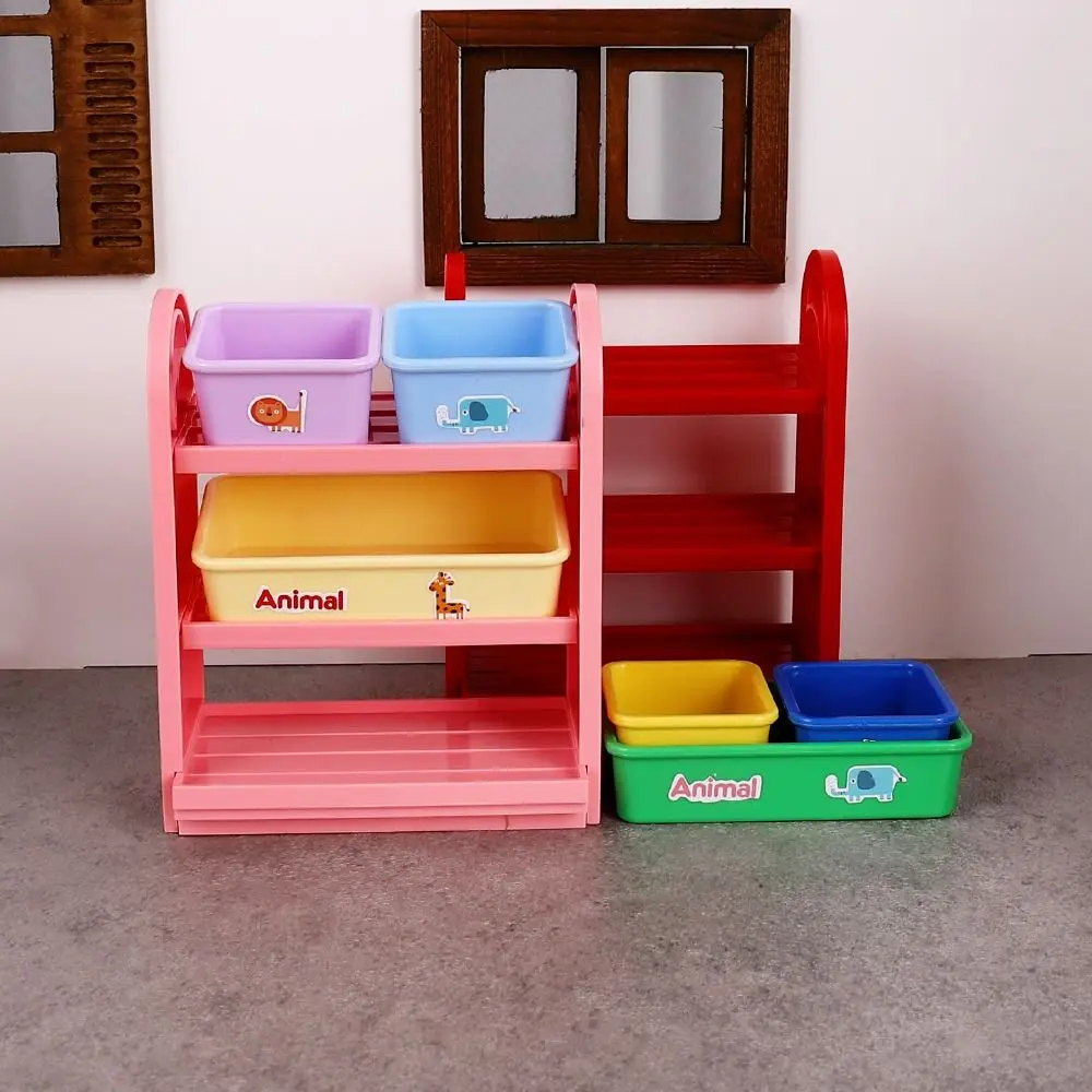 1/6 مقياس دمية مصغرة تخزين الرف DIY بها بنفسك اكسسوارات 3 سلال مصغرة بيت الدمية عرض موقف نابض بالحياة توفير المساحة