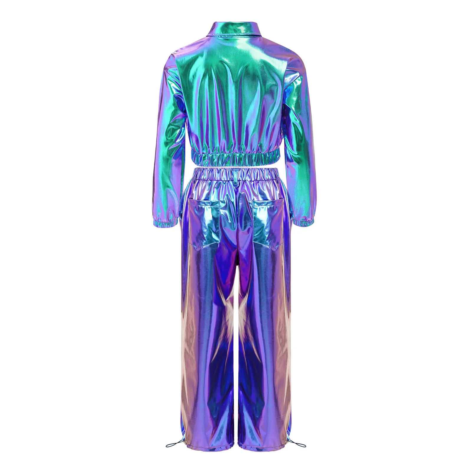 

Kids Boys Fashion Girls Streetwear Disco Party Hip-Hop Jazz Dance Outfit Metallic Jacket + Cargo Pants Hip Hop Clothing Sets