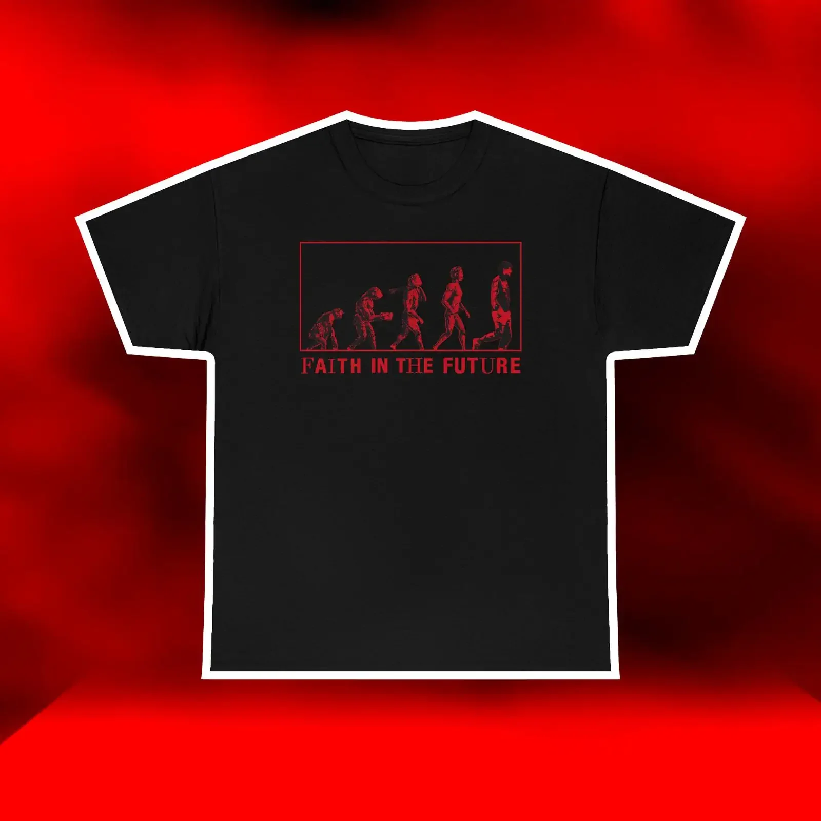 T-shirt Faith In The Future Evolution vintage délavé, polyvalent, décontracté, extensible, tendance, pour un usage quotidien, doux et élégant