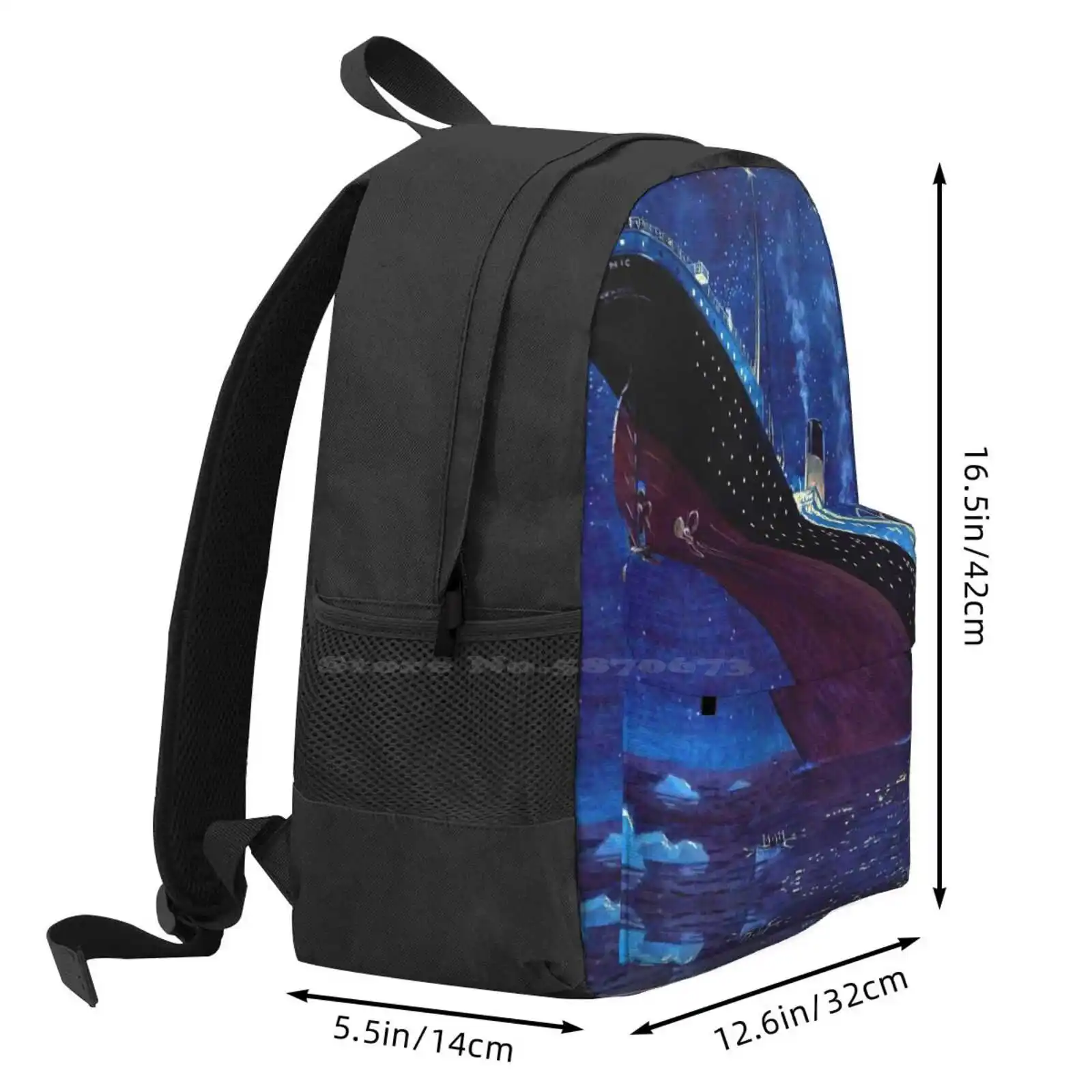 Titanic Sinking Hot Sale Schoolbag Backpack Fashion Bags History Sinking Titanic Ship Wreck White