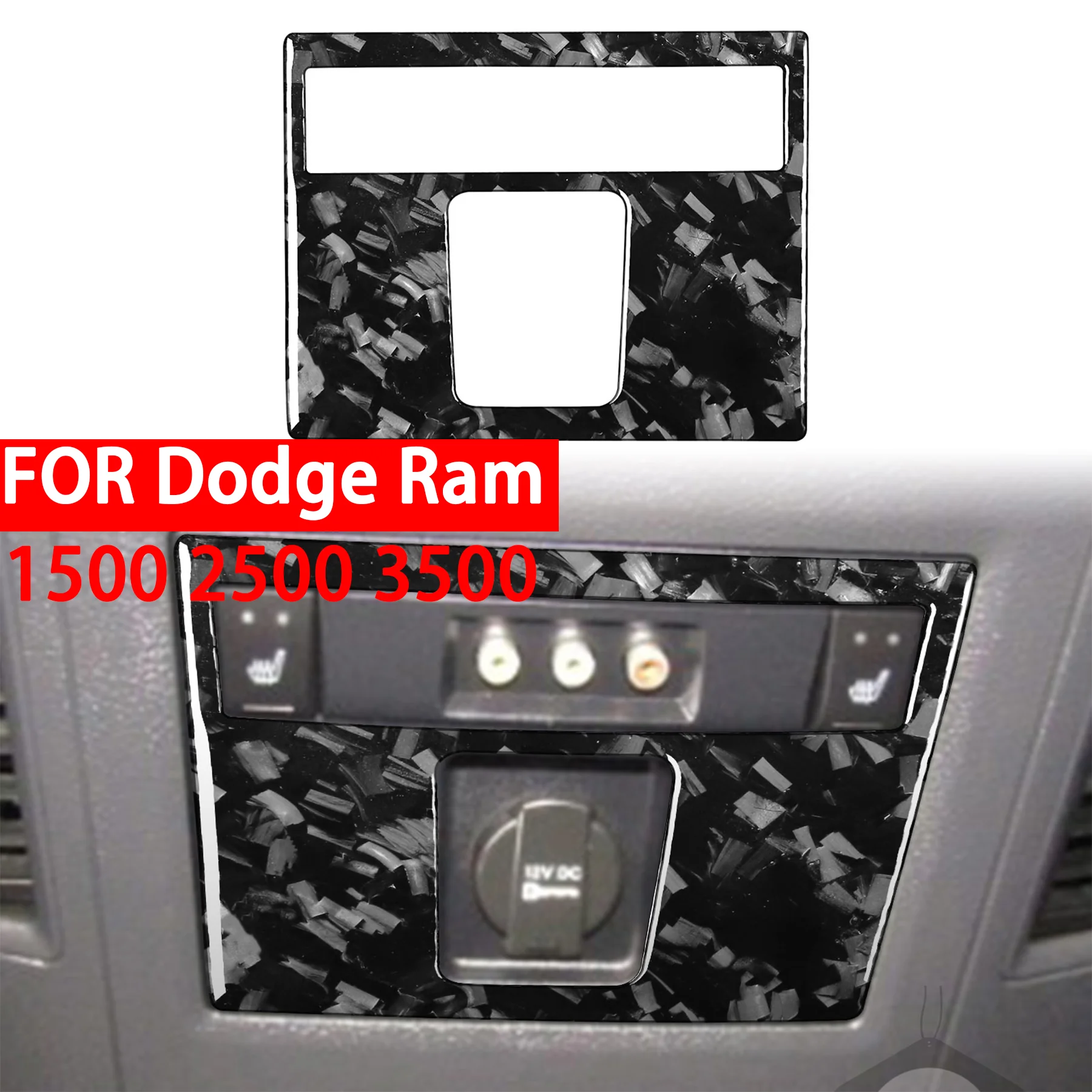 FOR Dodge Ram 1500 2500 3500 13-18 Forged Carbon Fiber Car Rear Power Interface Control Panel Decor Interior Accessories Sticker