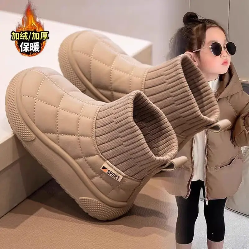 Winter Child Cotton Shoes Girl Thicken Soft Sole Keep Warm Ankle Boots Outdoors Versatile Kawaii Cute Fashion New Casual Shoe