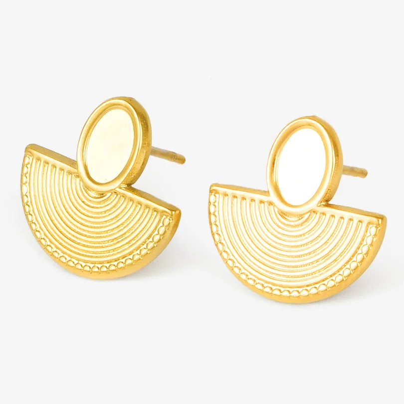2/4Pcs Irregular Geometry Sector Earring Oval Gloss Everyday Joker Earrings Semicircular Design Sense Enamel Jewelry No Fading