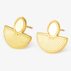 2/4Pcs Irregular Geometry Sector Earring Oval Gloss Everyday Joker Earrings Semicircular Design Sense Enamel Jewelry No Fading