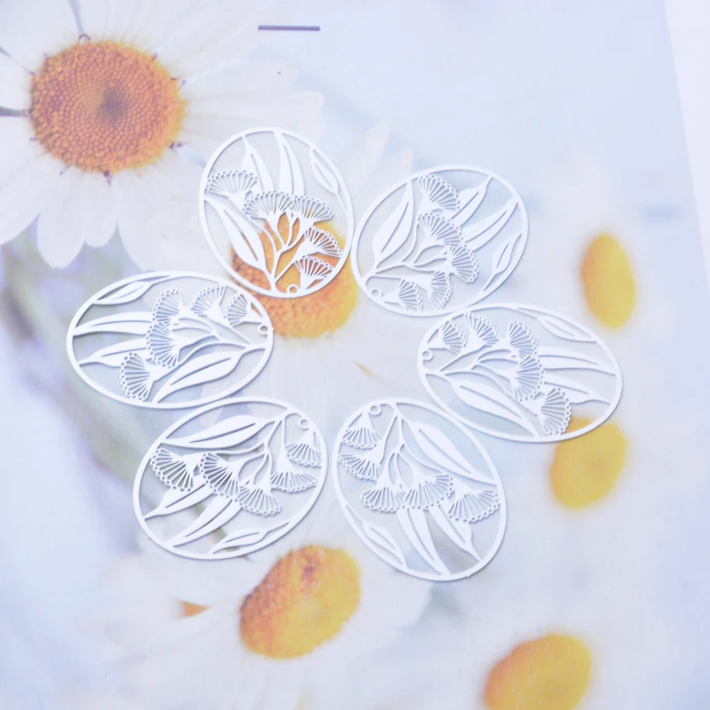30 Stück AD3522 Messing 40*28mm Bunte Ovale Blumenanhänger Hohle Blattanhänger DIY Schmuckherstellung – Detail 4