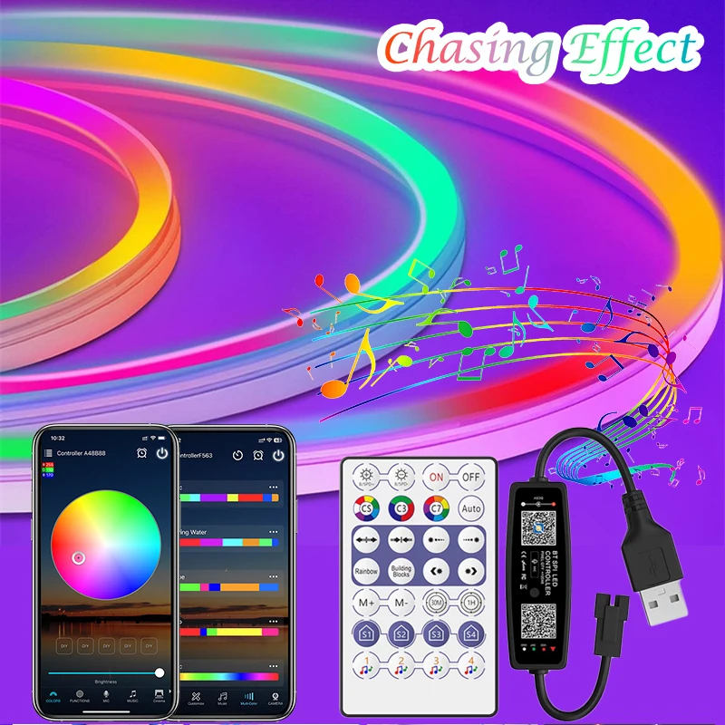 

RGBIC LED Strip 3030 WS2812b Bluetooth App Control Chasing Effect Lights Flexible Tape Diode Ribbon TV BackLight Room Decorate