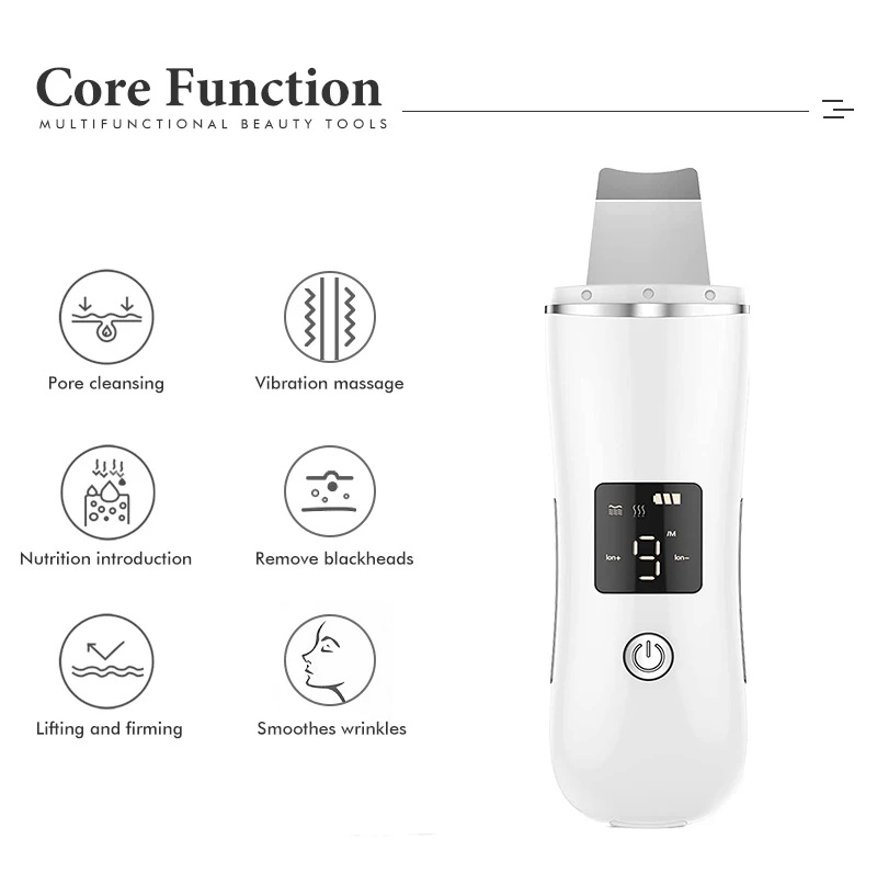 Home Ultrasonic Beauty rimozione di punti neri pulizia del viso strumento di bellezza cura spatola macchina strumento facciale attrezzatura