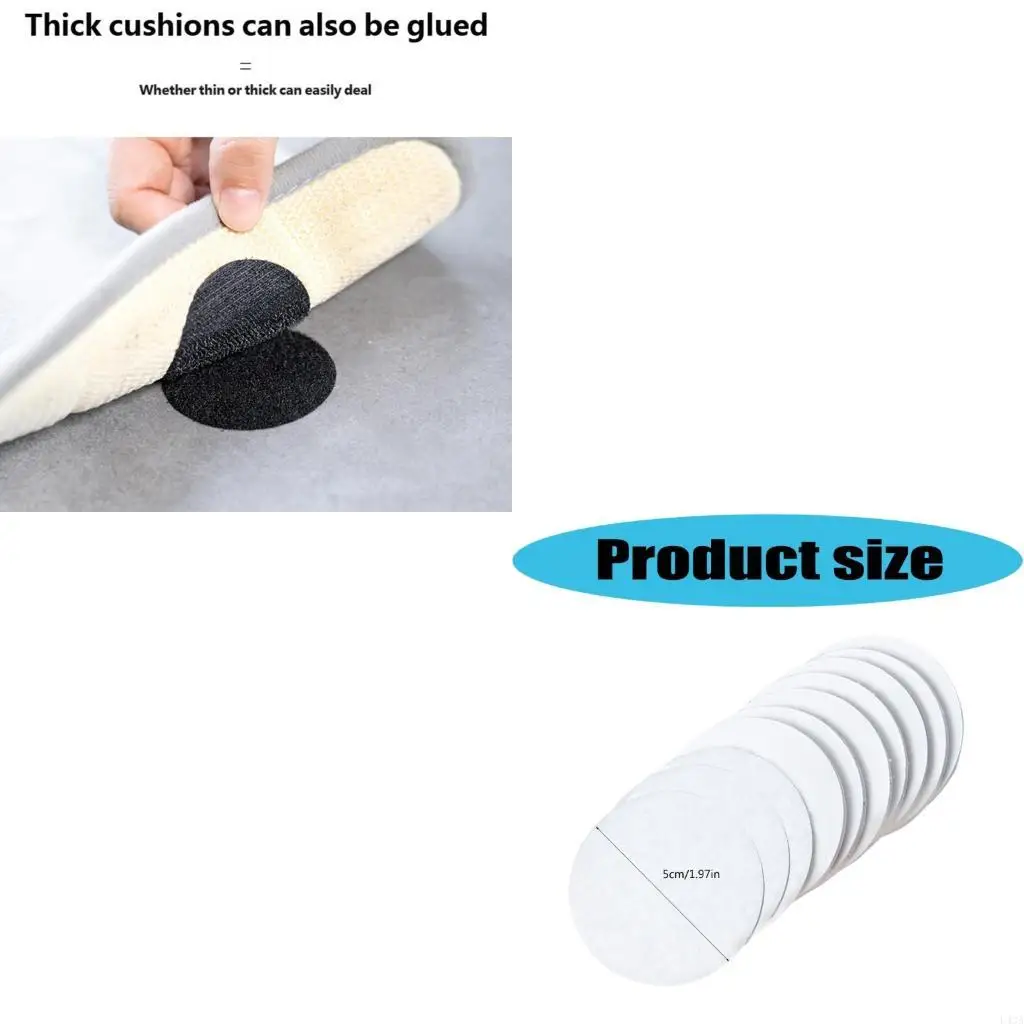 L43A Multipurpose Adhesive Backing Round Tape Double Sided Hook and Loop Sticker For Keep Household Items In Place Pack Of 10