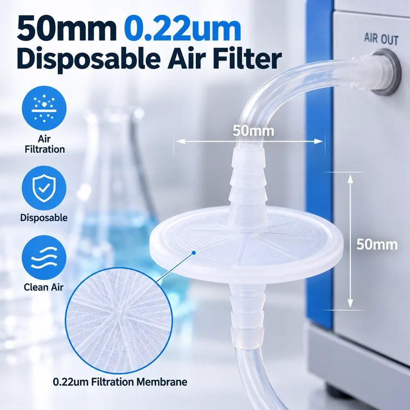1pc Lab Biological Culture 50mm 0.22um Disposable Air Filter Aseptic Air Respiratory Filter With Hydrophobic Membrane