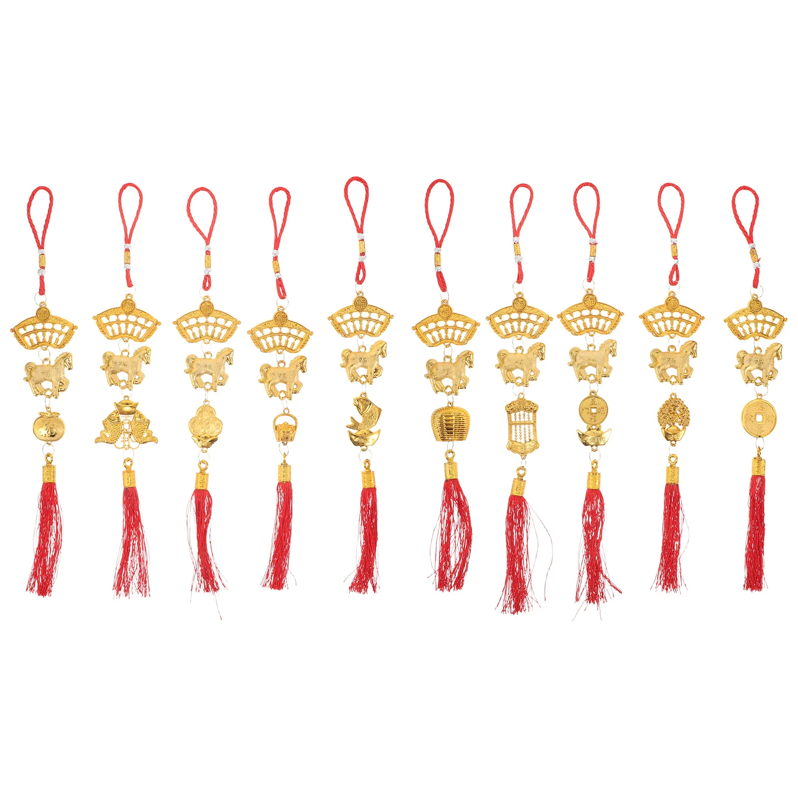 

10Pcs Year of The Horse Hanging Decorations Red Chinese Knot Tassel Ornaments Lunar New Year Tree Pendant Good Luck