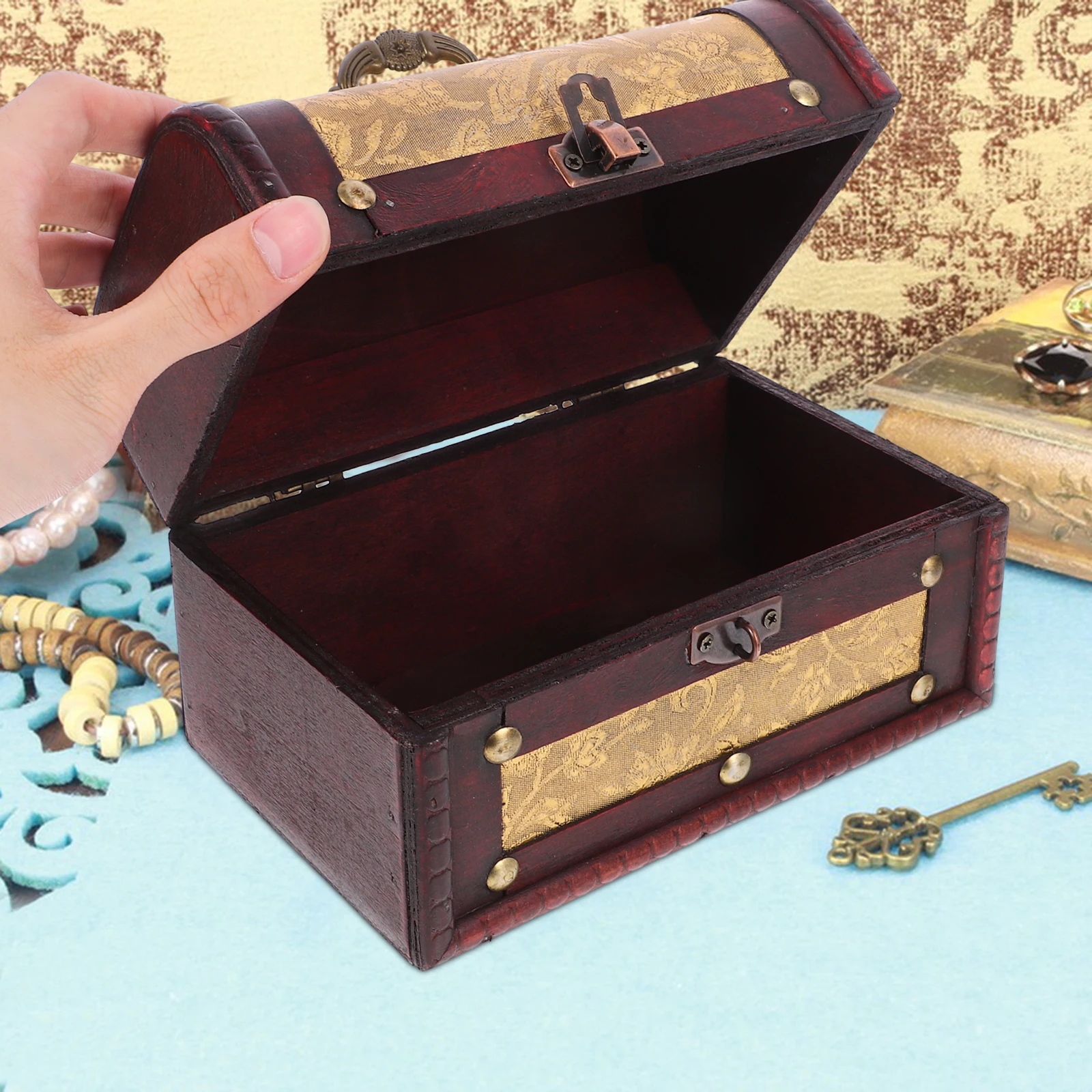 

Wedding Jewelry Box Vintage Jewellery Organiser Treasure Chest Organizer Tray Wood