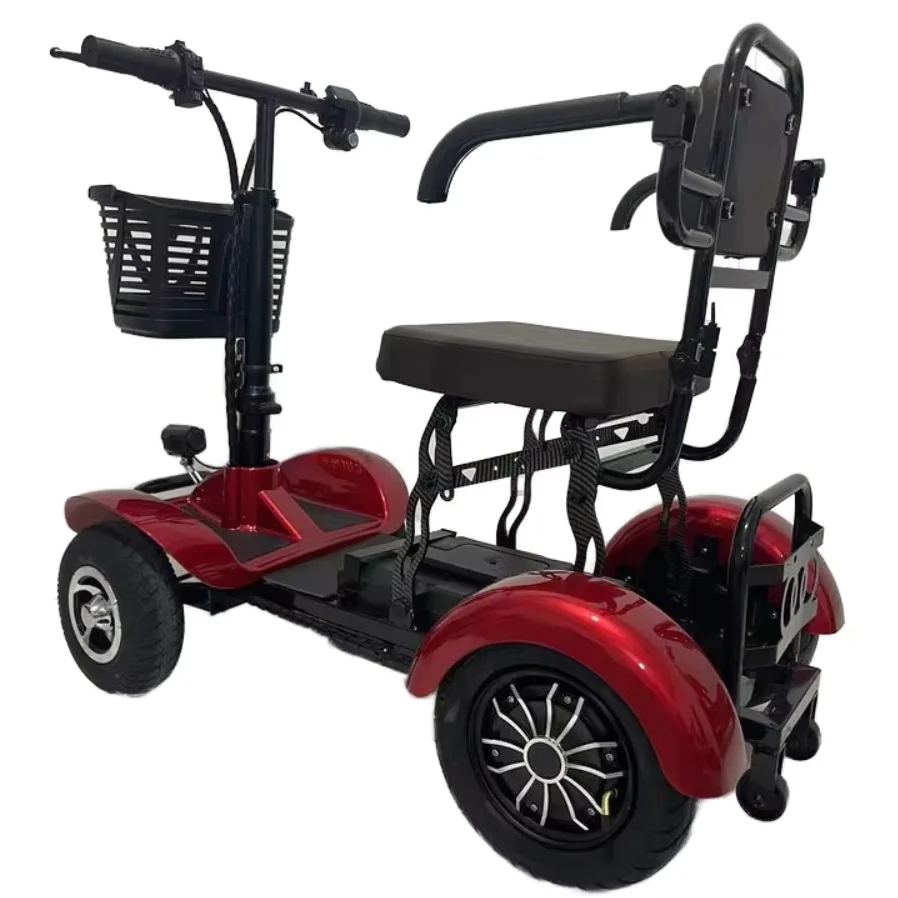 

Red Folding Electric Four-wheeler 500W Motor Electric Scooter Adult Folding Electric Four-wheeler