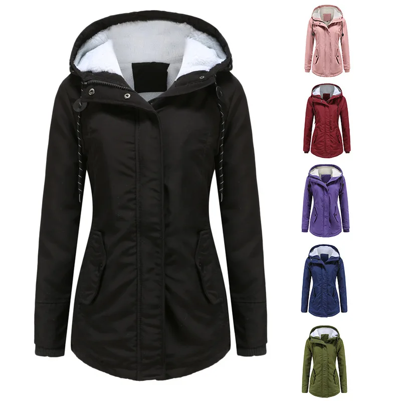 W2EJOURNEY EU US Size High Quality Women'S Padded Coat Jacket Autumn Winter Thickened Polar Fleece Warm Parka Coat