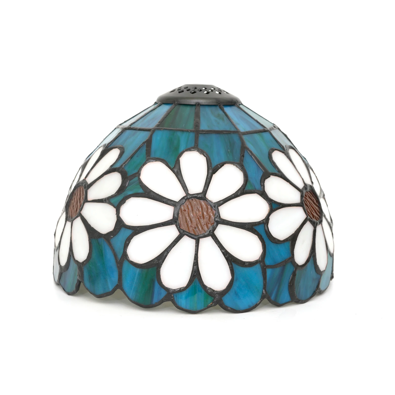 Small Tiffany Lampshade Replacement Only Stained Glass Flower Style Lamp Shade 8 Inch Fit for Table Desk Lamp, Pendant Light