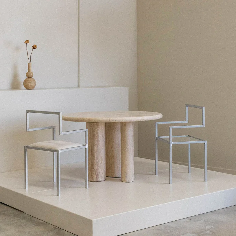 Nordic einfache natürliche Travertin runde Wabi Sand Wind kleine Wohnung Marmor groß