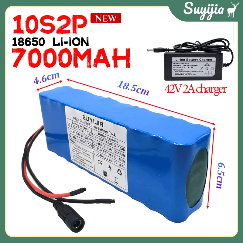 

36V 10S2P Battery Pack 18650 Li-ion Rechargeable Battery 7000mAh Real Capacity Electric Bicycle Scooter with BMS Backup Battery