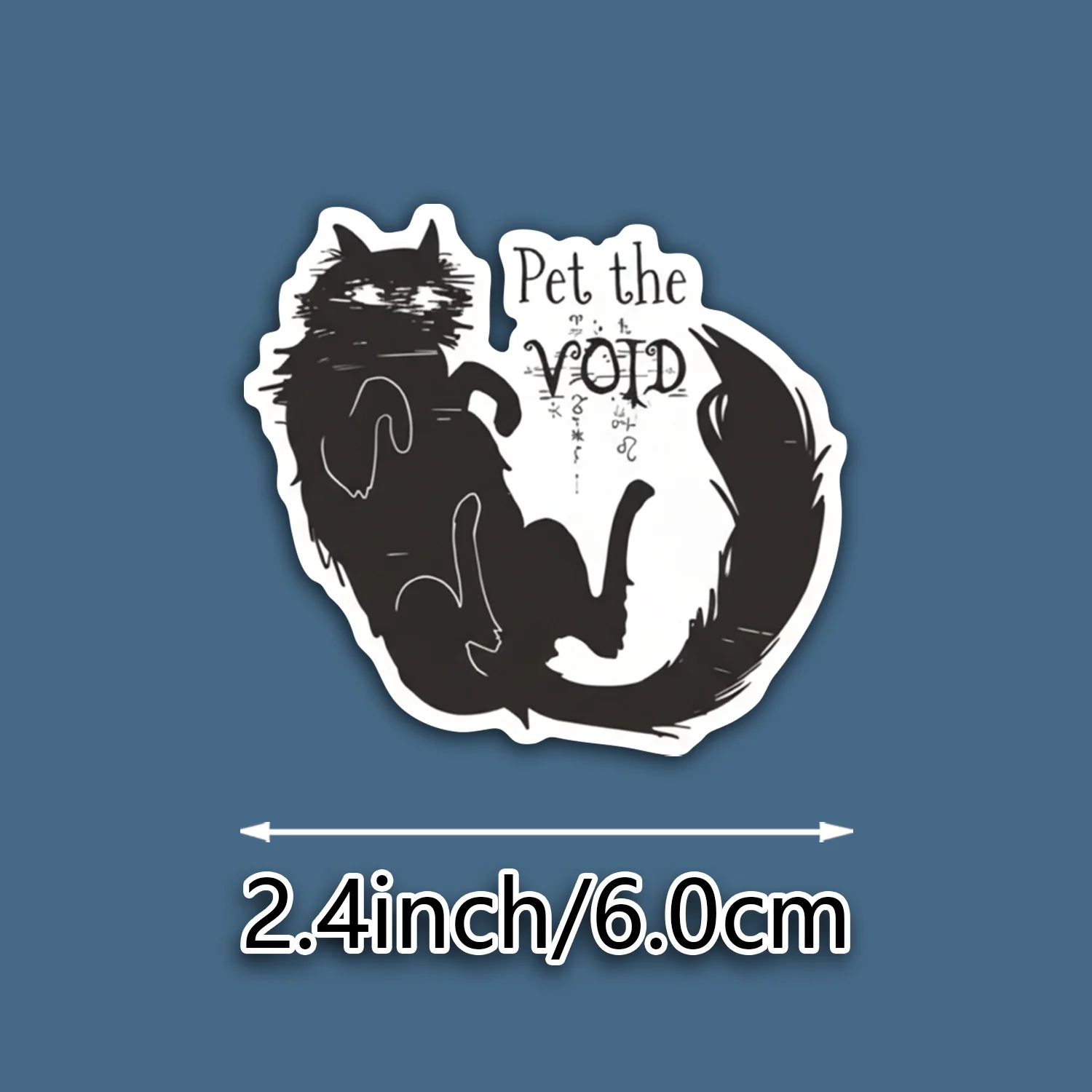 Funny Black Cat Void Glitch Vinyl Decal, Weirdcore Gothic Kitty For Laptop,Water Bottle,Phone Case,Emo Journal Gift - view 2