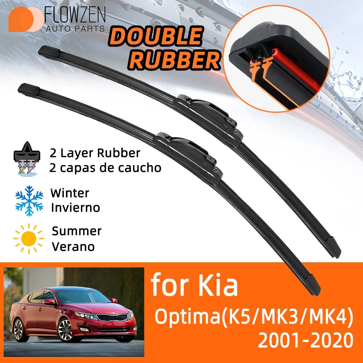 Lâminas de limpador de carro para kia optima k5 mk3 mk4 2001-2020 limpadores de pára-brisas de carro de borracha dupla inverno verão usar j gancho acessórios