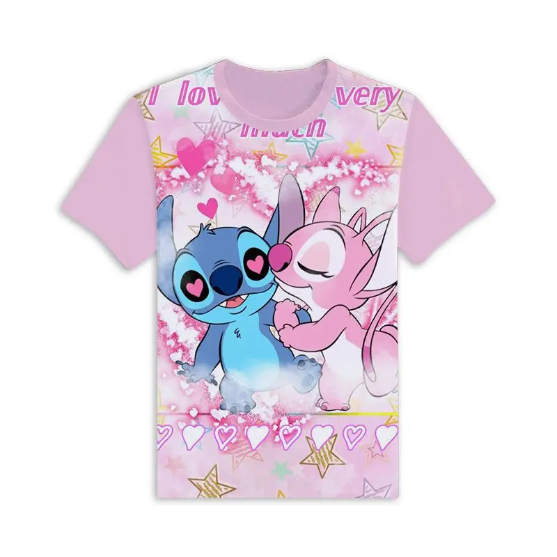 Été adulte enfants Disney Lilo point T-Shirt vacances point Costumes dessin animé haut col en o t-shirts vêtements de sport mode Streetwear