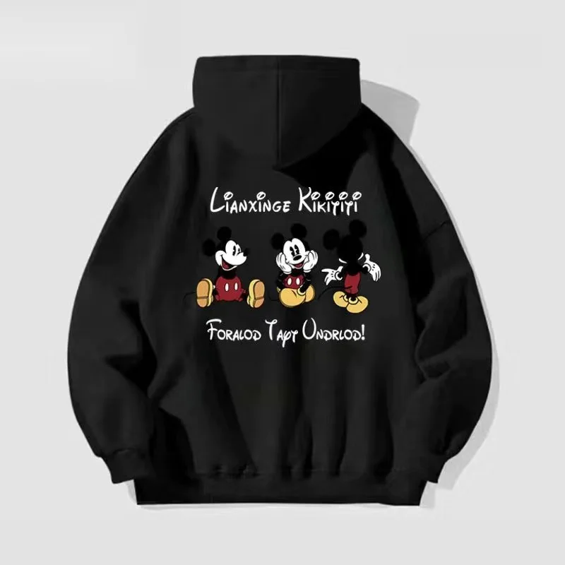 المراهقين متعة ميكي ماوس مطبوعة مقنعين البلوز زوجين ملابس الخريف الشتاء عادية كسول نمط فضفاض القمم أنيمي هوديس