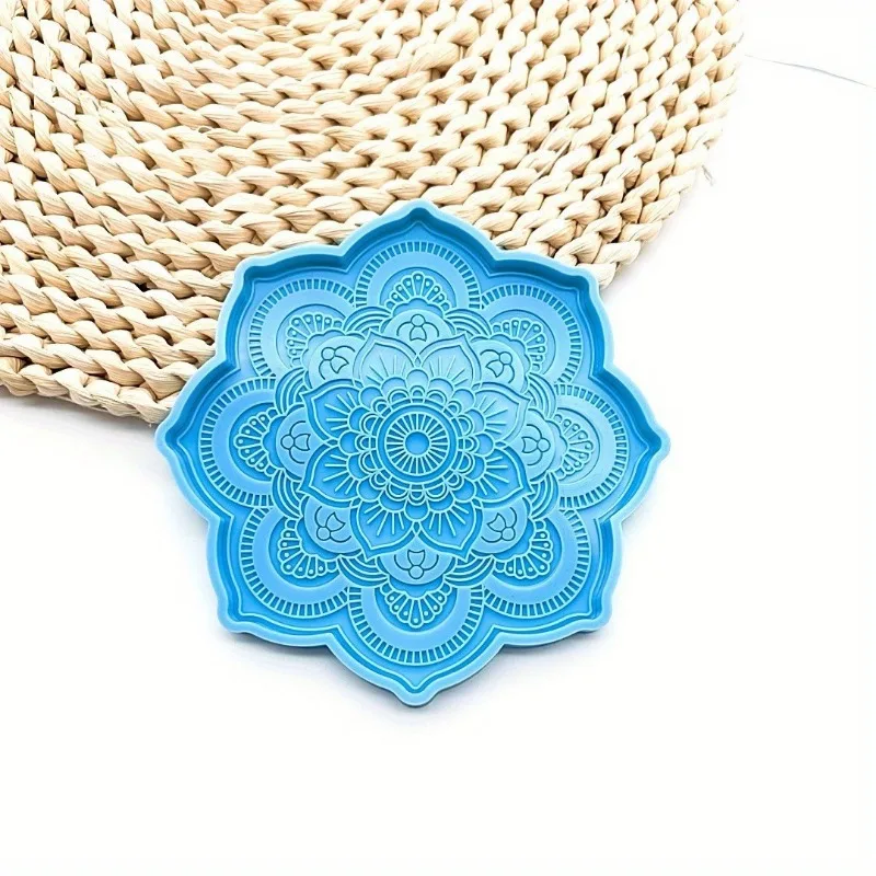 Mandala Coaster Silicone Mold Round Tray Cup Mat Epoxy Resin Casting Mould for DIY Resin Crafts Home Decoration Making Tools view 6