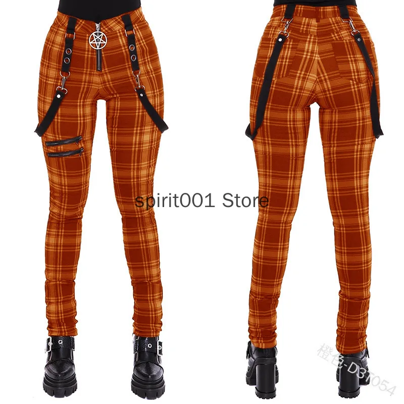 Plaid Pants Women High Waist Y2k Punk Pant Summer Spring 2023 Streetwear Woman Fashion Slin Fit Patchwork Zipper Gothic Pants