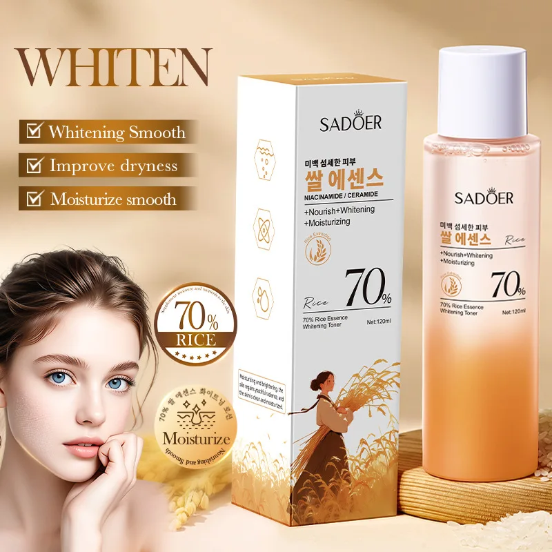 SADOER الأرز جوهر تبييض تونر الوجه ترطيب ترطيب مكافحة الشيخوخة مصل الوجه جوهر العناية بالبشرة الكورية