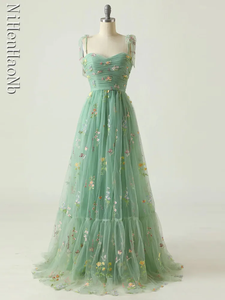 Vestido elegante de fiesta, traje de graduación, Verde menta, Tirantes ajustables, tul, boda, graduación, 2023