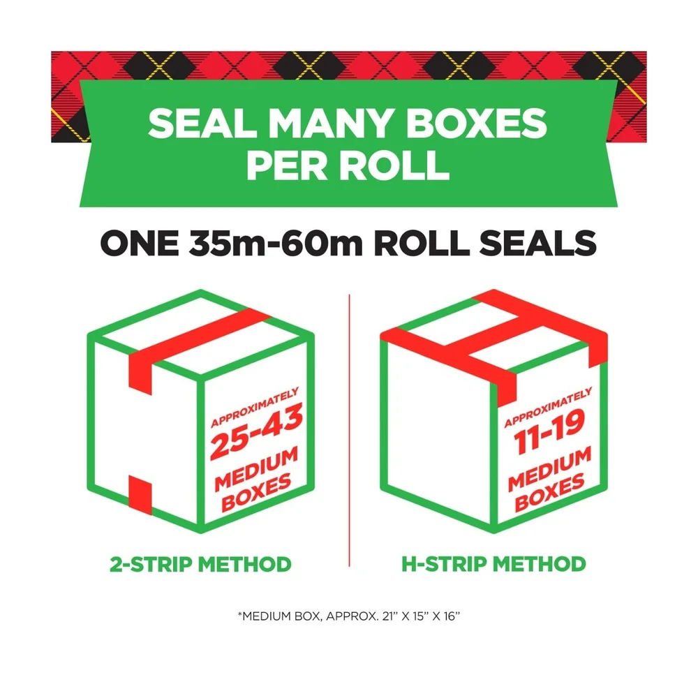 強力な粘着性の梱包テープディスペンサー、移動用ボックス、3ロール、透明、1.88インチ x 65.6ヤード、耐久性、破れにくい、静音、巻き取りやすい