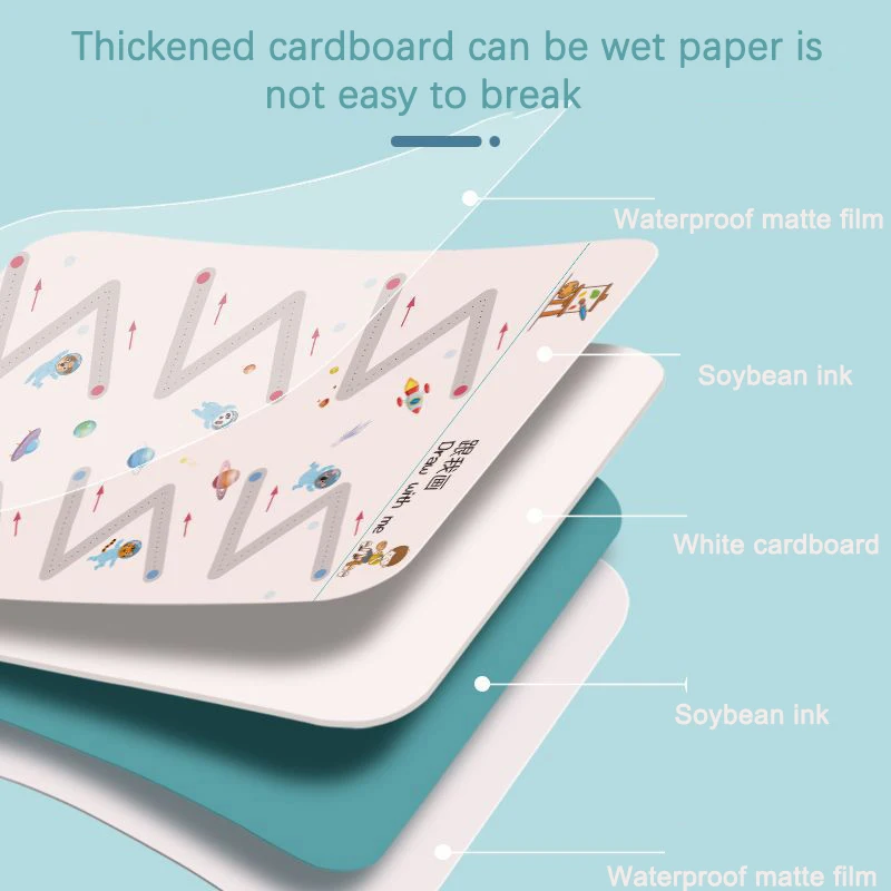 Tracing Workbook Montessori Bücher 32 Seite Pen Control Training früh kindliche Heft wieder verwendbare Kalligraphie Copybook