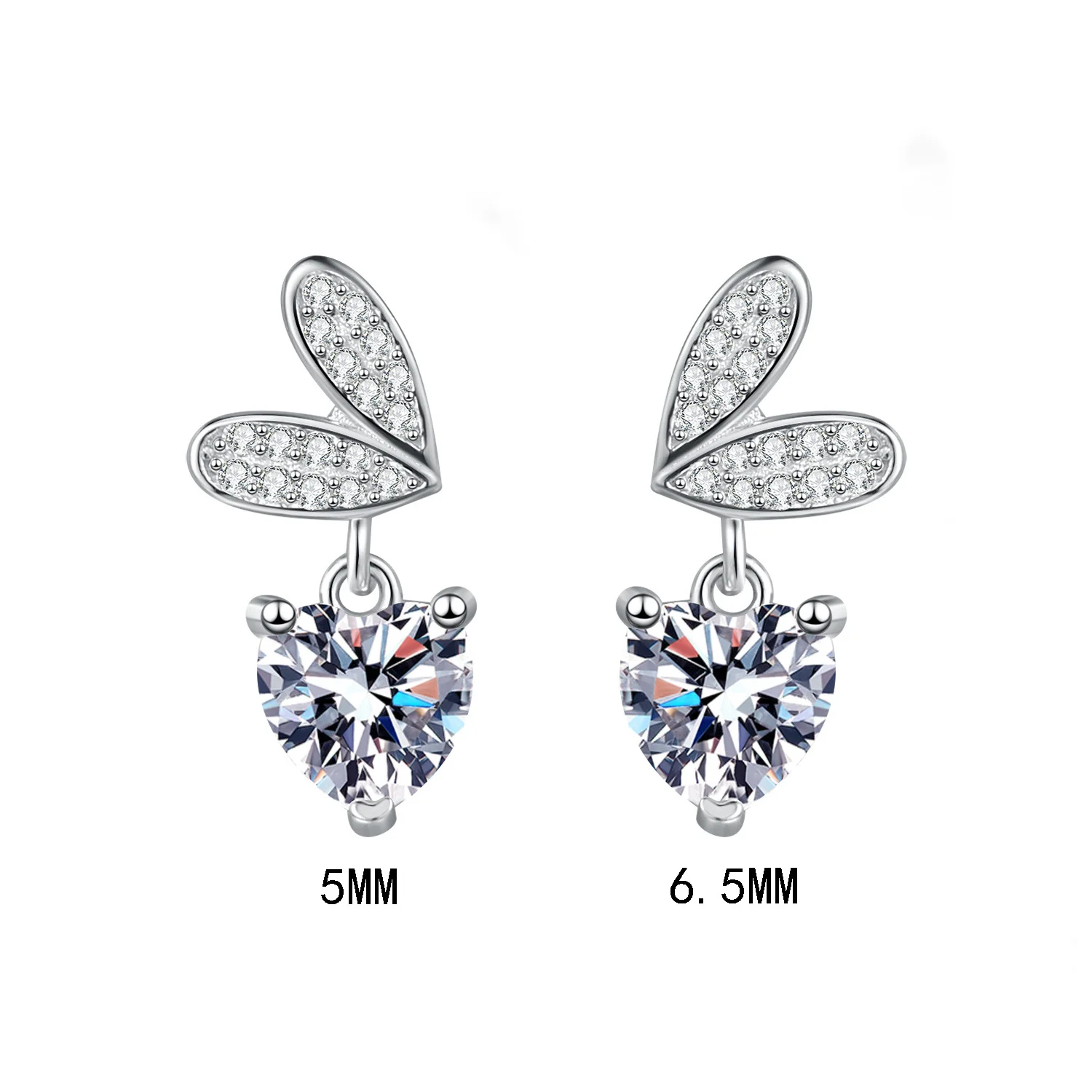 

S925 sterling silver moissanite stud earrings for women love earrings sweet and cute, exquisite and simple daily versatile
