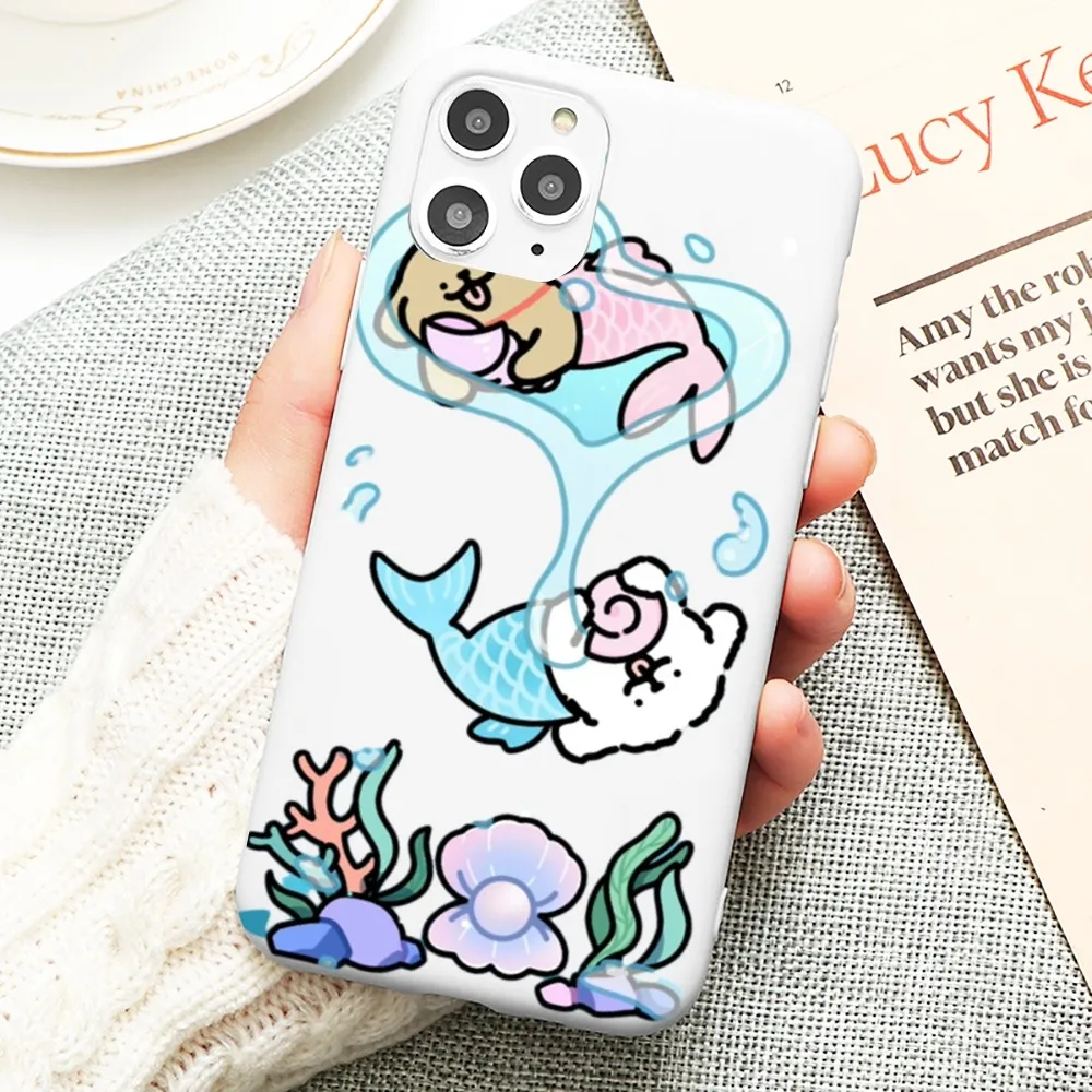 Funda de teléfono Line Puppy para iPhone 14, 11, 12, 13 Mini Pro, Xs Max, 8, 7, 6, 6S Plus, X, XR, Color caramelo sólido