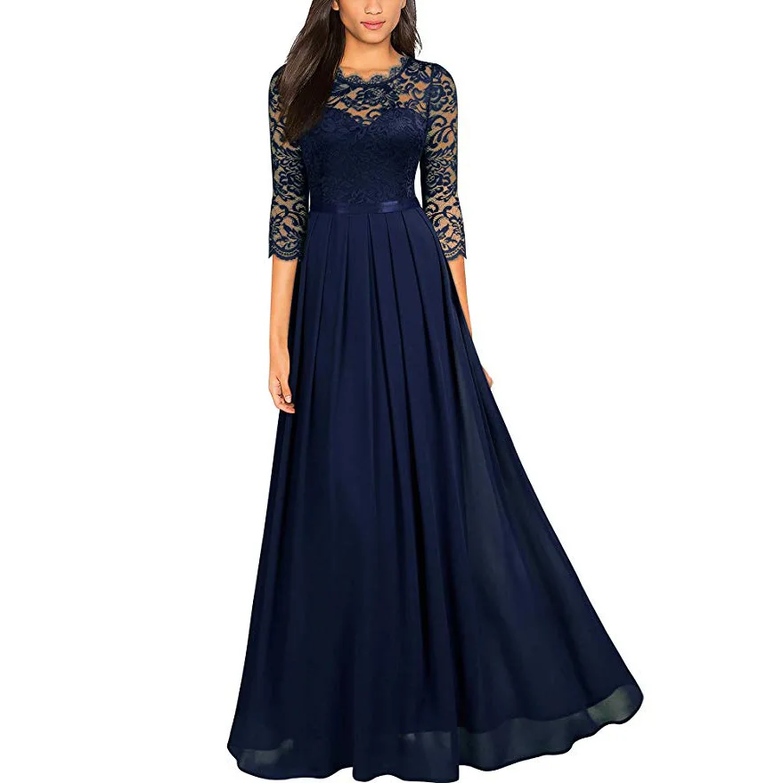 SZSY-2594#Evening Dress Long Chiffon And Lace Wine Red Navy Blue Black Green Wedding Party Prom Dresses Graduation Wholesale