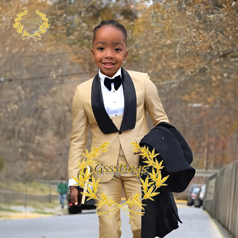 Boys Wedding Jacket Pants Vest Suit 3 Piece Formal Business Clothes Kids Blazer Set Party Tuxedo