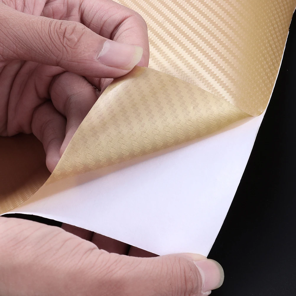 

3D Carbon Fiber Wrap Roll 10X127Cm Gold Self-Adhesive Waterproof Residue-Free Removable Car Sticker For Auto Motorcycle Laptop