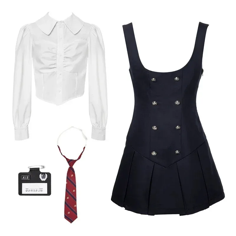 Jk Uniform Pure Desire Autumn and Winter Preppy Suspender Skirt Platycodon Grandiflorum Style Japan fashion Autumn Long sleev...