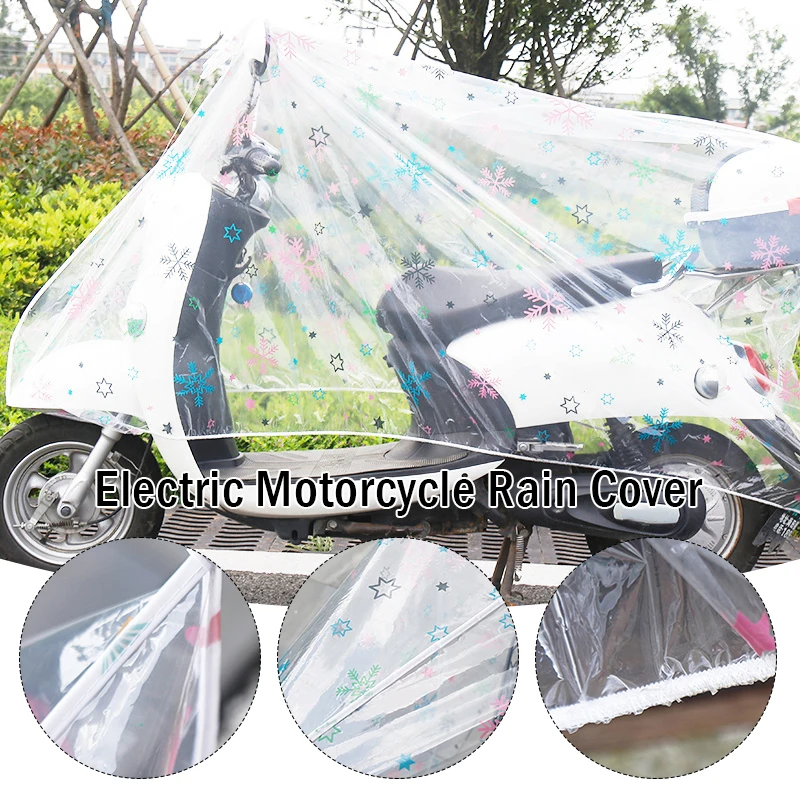 

180/220cm Clear Fashion Print Motorcycle Cover Rain Snow Sun Protection Universal Dustproof Motorcycle E-bikes Scooter Cover